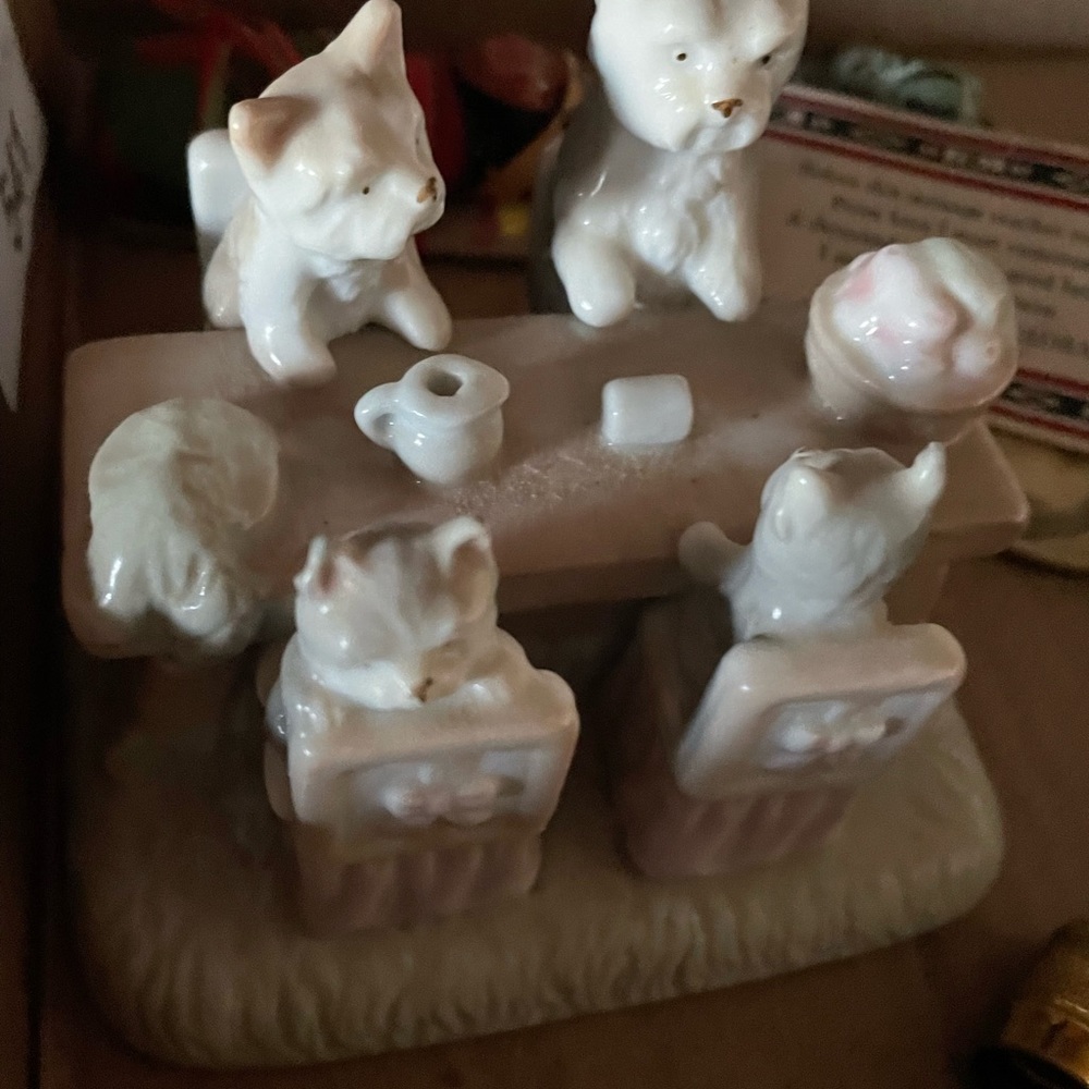 Vintage puppies at the table figurine
